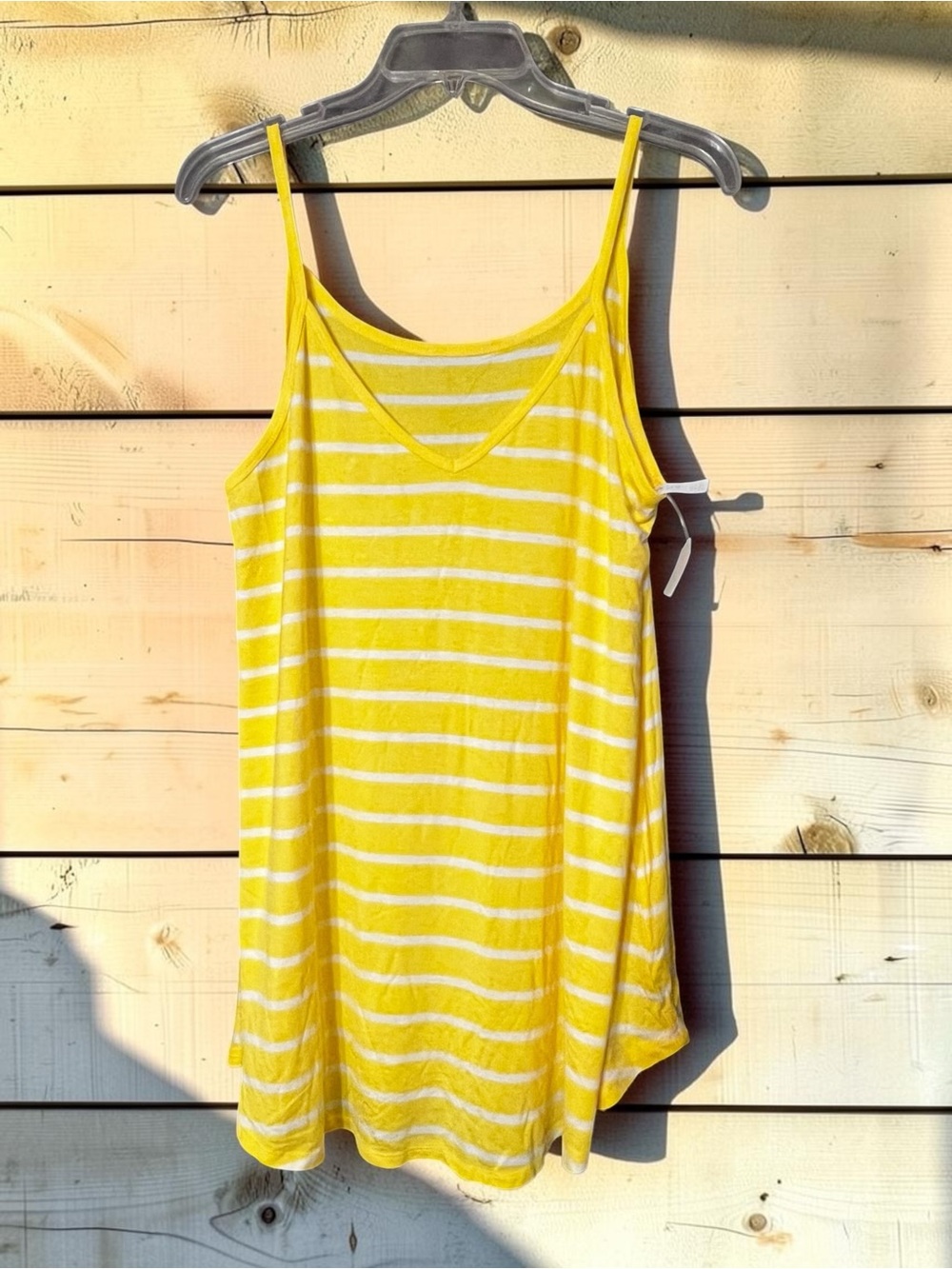Zenana Outfitters Yellow and White Striped V-Neck Camisole